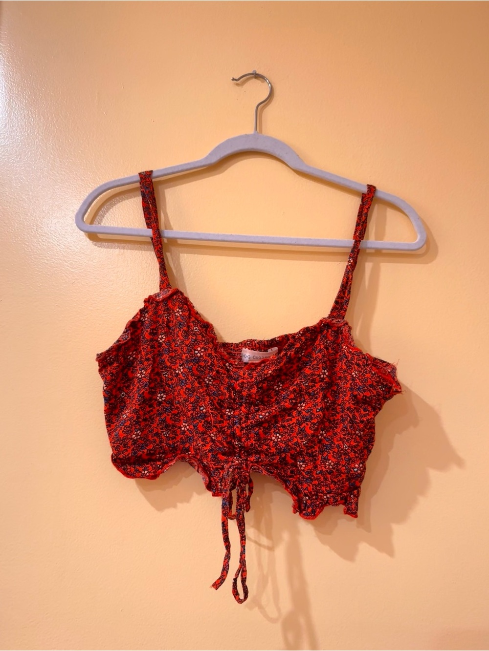 ASOS Red Floral Drawstring Crop Top